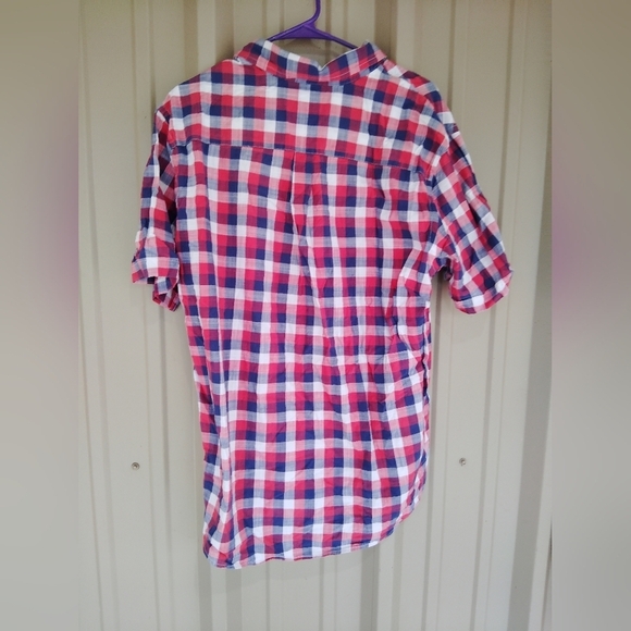Men's Chaps Red White & Blue Plaid Button Down Shirt Size Large Preppy - Picture 2 of 2
